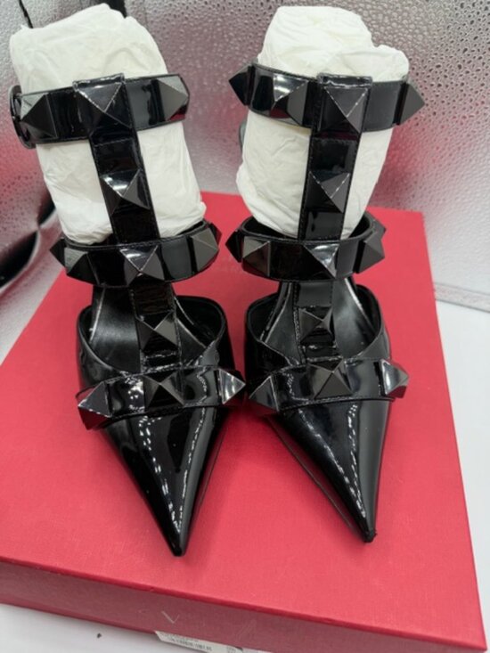 Valentino Garavani Shoes - VALENTINO STUD PATENT LEATHER PUMPS